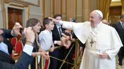 Pope Francis meets with deacons and their families at the Vatican on June 19, 2021. Vatican Media/CNA